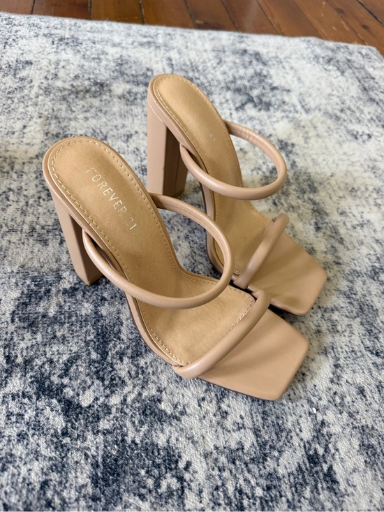 Forever 21 Shoes - Forever 21 Blush Square-Toe Double-Strap Block Heels